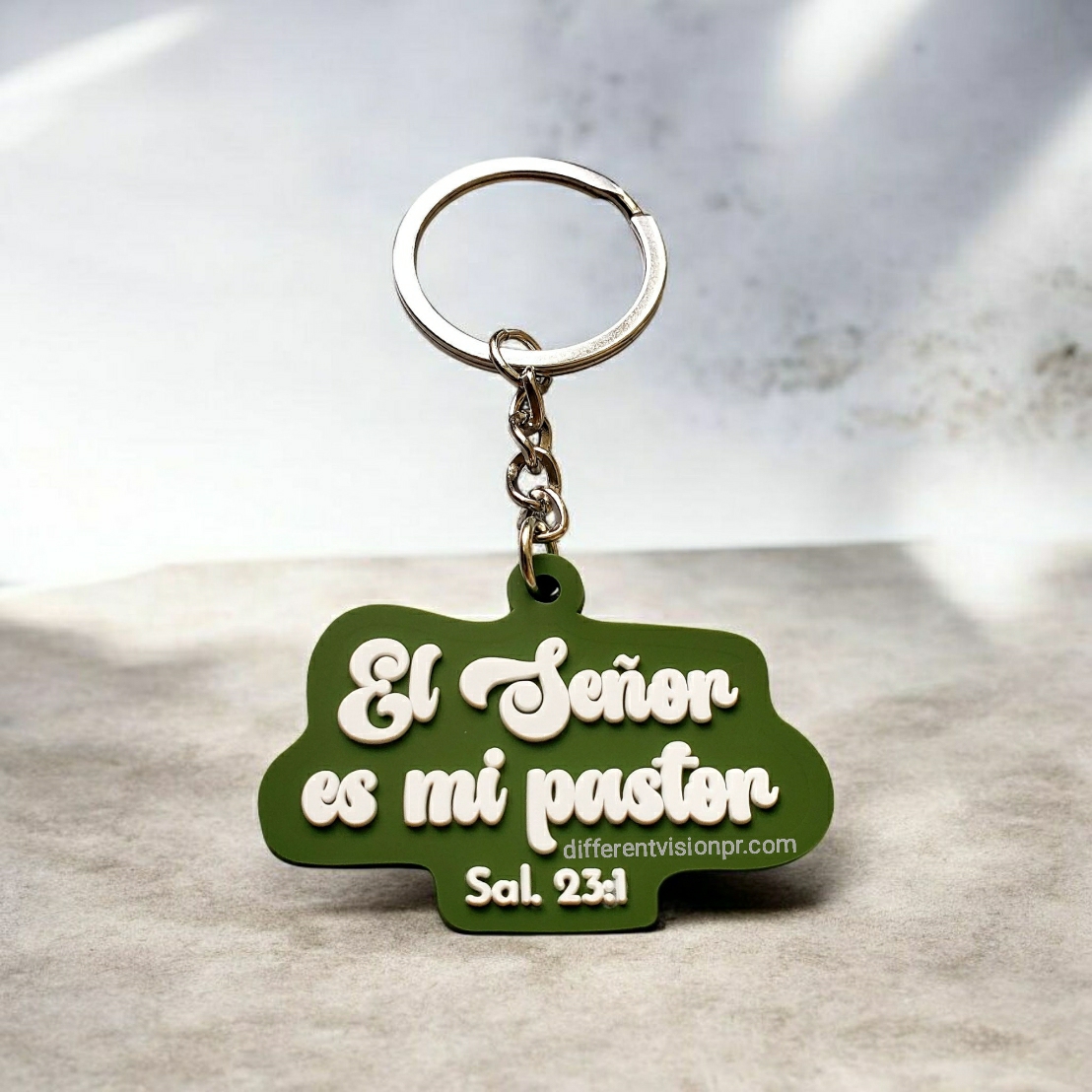Llavero de caucho verde - El Señor es mi pastor