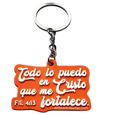 Llavero de caucho naranja - Todo lo puedo