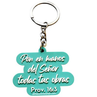 Llavero de caucho cian -  En las manos del Señor