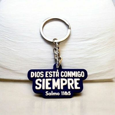 Llavero de caucho indigo -  Dios está contigo siempre