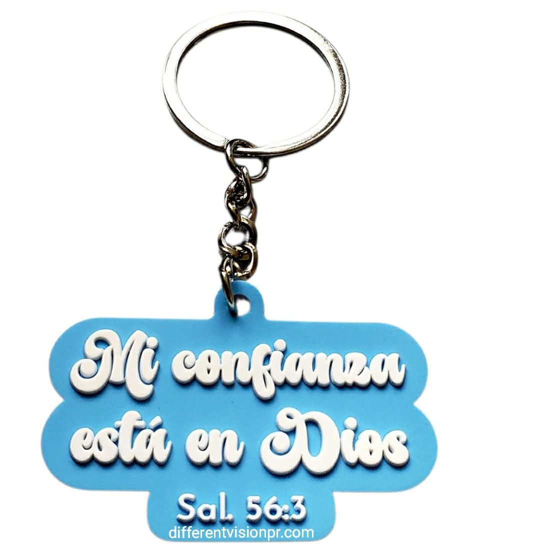 Llavero de caucho azul claro - Mi confianza Llavero de caucho azul claro - Mi confianza