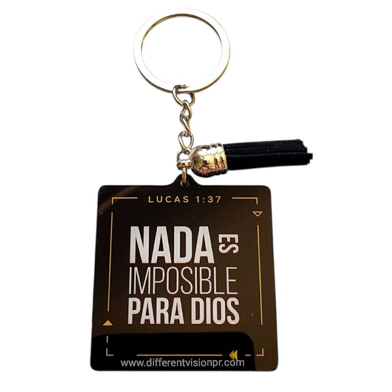 Llavero acrílico con pon pon decorativo - Nada es imposible para Dios