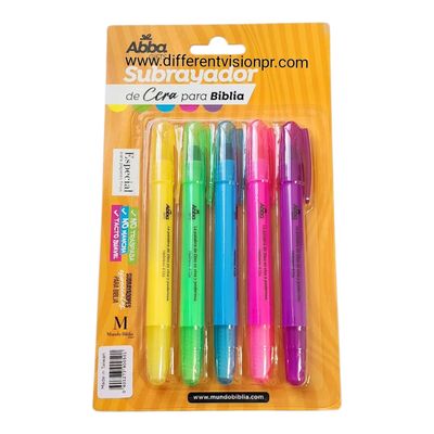 Subrayadores de Cera para Biblia - Set de 5 colores