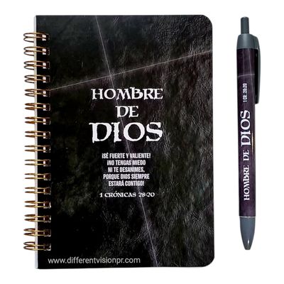 Pack libreta anillas con bolígrafo. (Hombre de Dios)