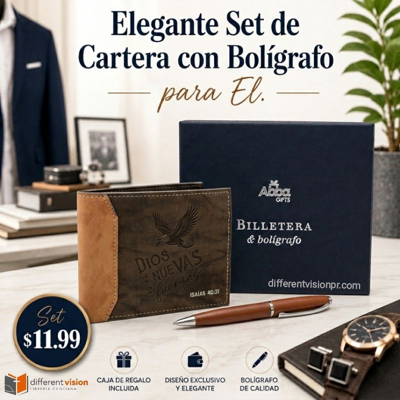 Pack de Cartera con Bolígrafo - Dios te da Nuevas Fuerzas