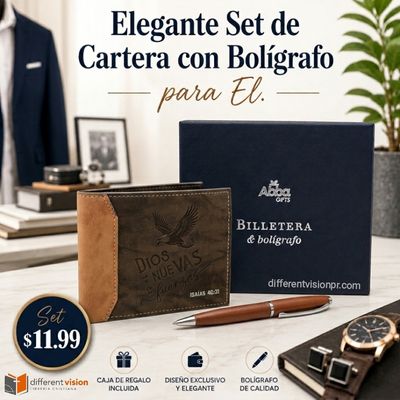 Pack de Cartera con Bolígrafo - Dios te da Nuevas Fuerzas Pack de Cartera con Bolígrafo - Dios te da Nuevas Fuerzas
