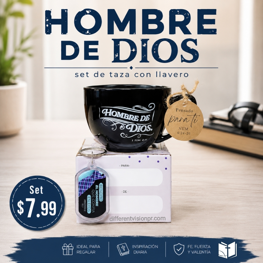 Pack de Taza con llavero (Hombre de Dios)
