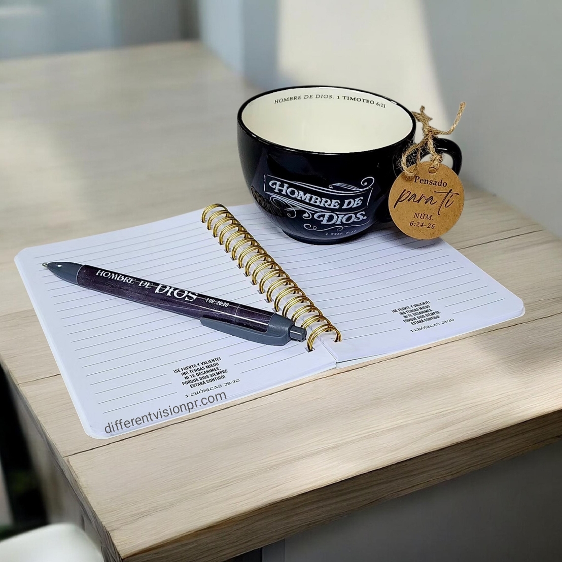 Pack Taza con Libreta y Bolígrafo (Hombre de Dios)