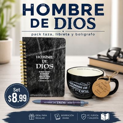 Pack Taza con Libreta y Bolígrafo (Hombre de Dios)