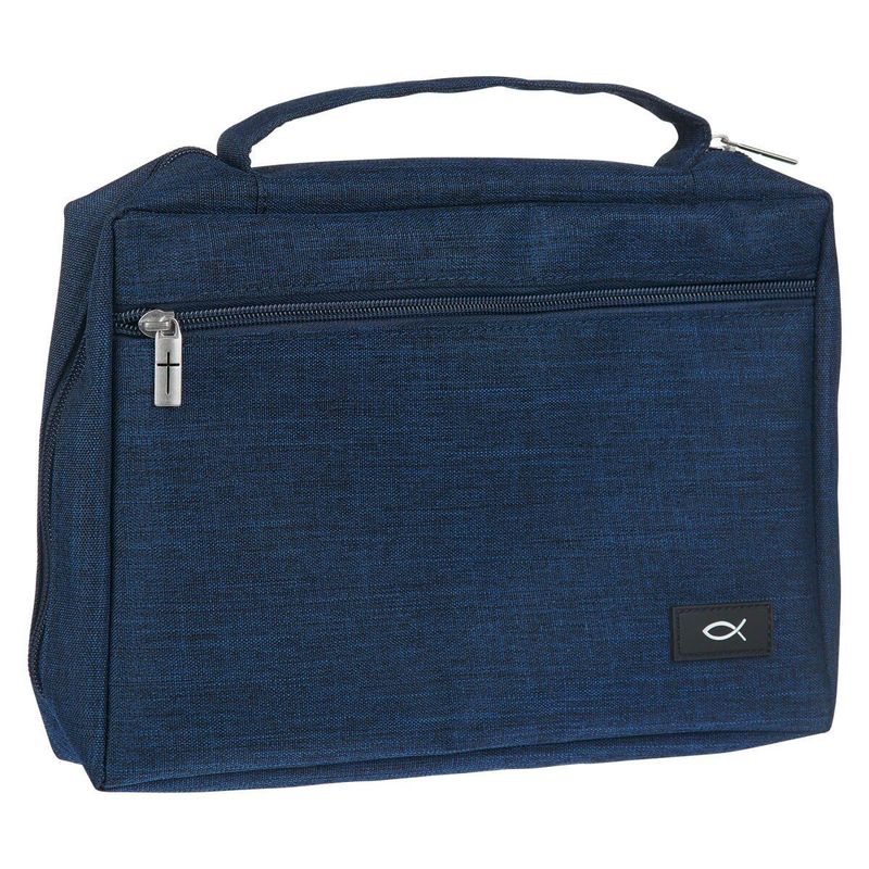 Cover de lona para la Biblia  Extra Grande Navy Blue   (para hombres y mujeres)