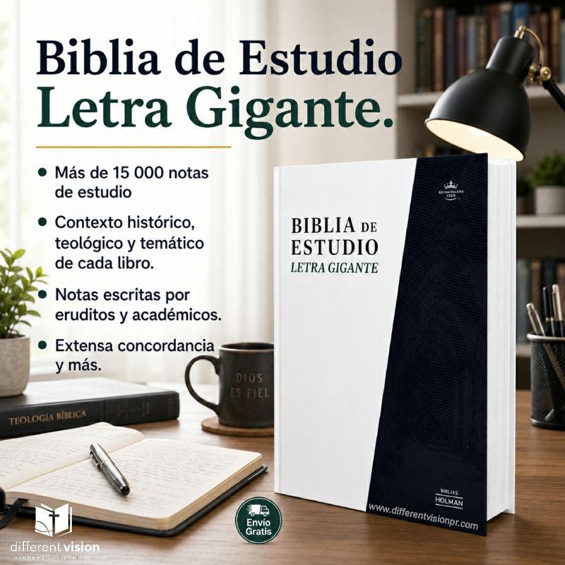 RVR 1960 Biblia de estudio letra gigante, tapa dura (Free Shipping)