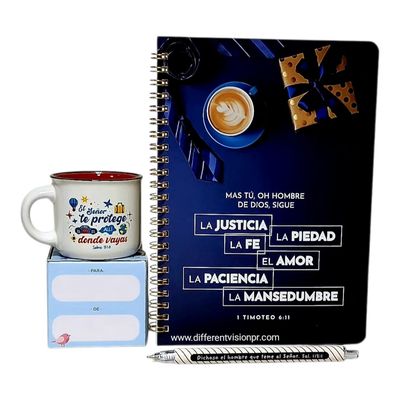 Pack, taza, libreta con bolígrafo ( El Señor te protege)