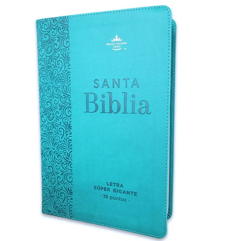 Biblia RV60 Letra Súper Gigante /piel Turquesa Floral con índice (Free Shipping)
