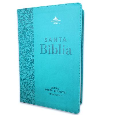 Biblia RV60 Letra Súper Gigante /piel Turquesa Floral con índice (Free Shipping)