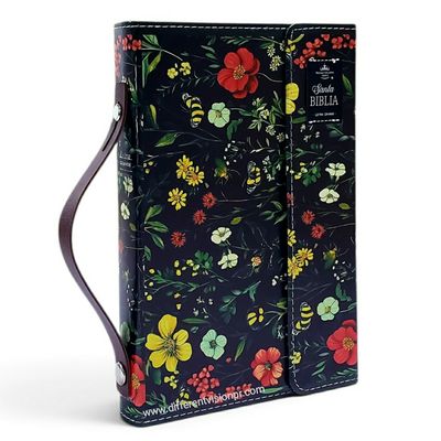 Biblia RVR60 Tamaño manual con broche y asa. Floral sobre negro (Free Shipping) Biblia RVR60 Tamaño manual con broche y asa. Floral sobre negro (Free Shipping)