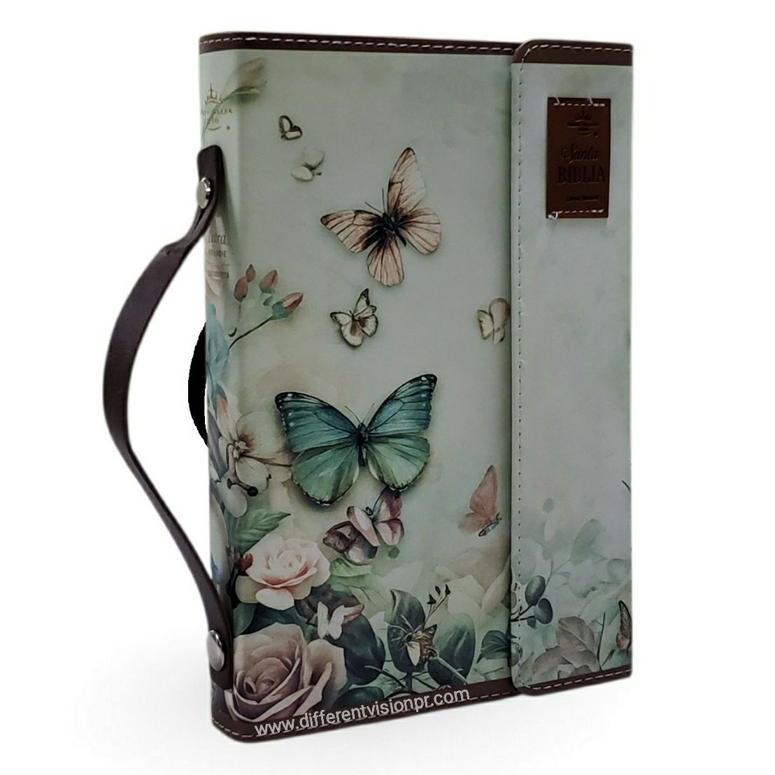 Biblia RVR60 Tamaño manual con broche y asa. Floral con mariposas (Free Shipping) Biblia RVR60 Tamaño manual con broche y asa. Floral con mariposas (Free Shipping)