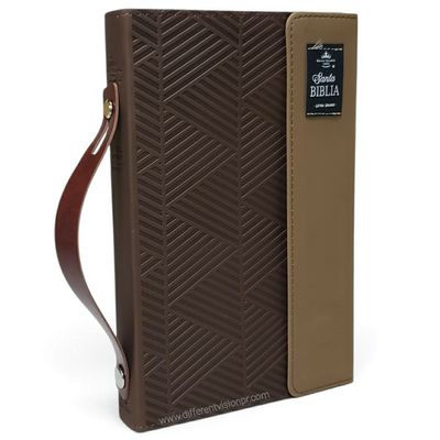 Biblia RVR60 Tamaño manual con broche y magnetos. Café/café (Free Shipping)