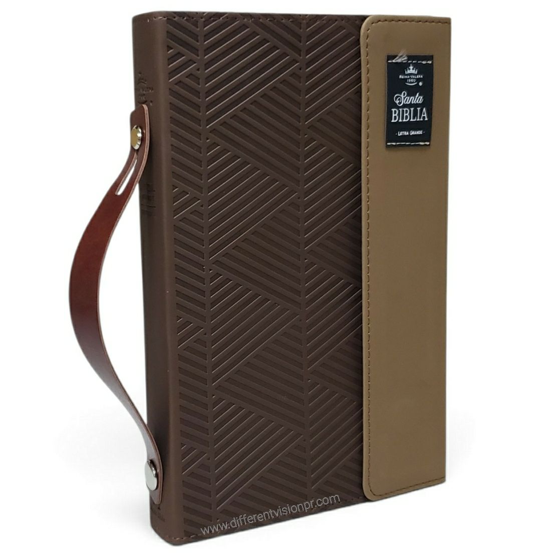 Biblia RVR60 Tamaño manual con broche y magnetos. Café/café (Free Shipping)