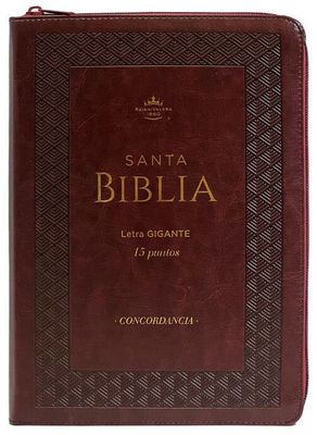 Biblia RVR 1960 Letra Gigante Símil Piel Marrón con Índice con Cierre (Free Shipping)