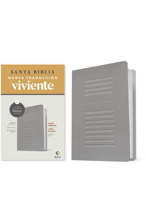 Biblia valor prémium NTV, letra grande con Filament, SentiPiel, Gris (FreeShipping)