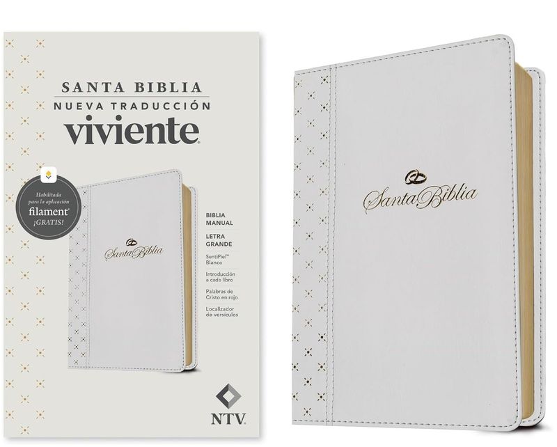 Biblia manual NTV, letra grande con Filament SentiPiel, Blanco (Free Shipping)
