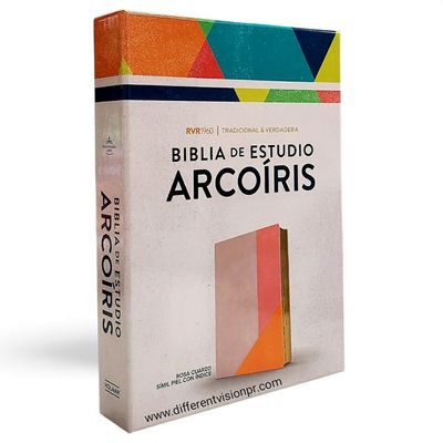 RVR 1960 Biblia de Estudio Arcoíris, rosa cuarzo, símil piel con índice (Free Shipping)