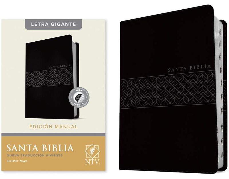 Santa Biblia NTV, Edición manual, letra gigante, SentiPiel, Negro, Índice (Free Shipping)