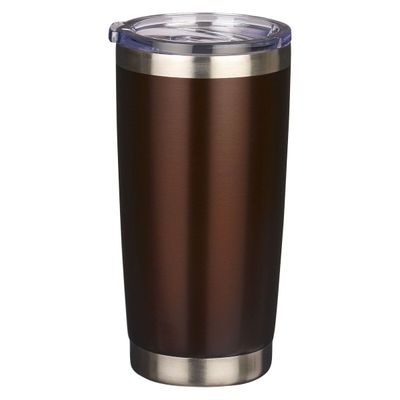Taza de acero inoxidable marrón "Mantente firme" - 1 Corintios 16:13