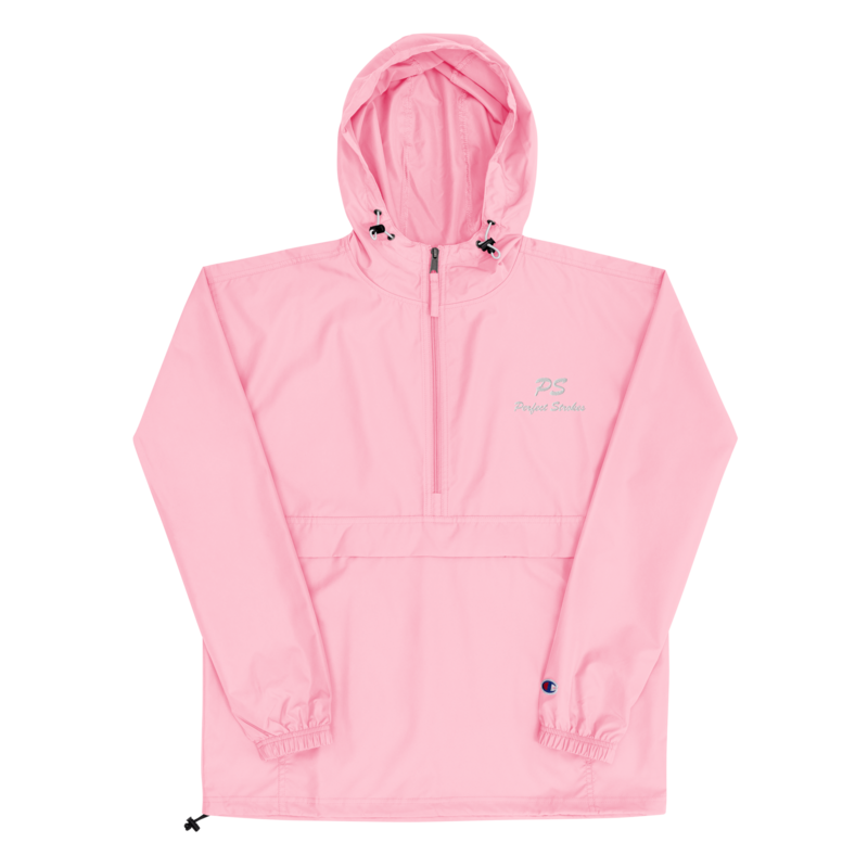 Embroidered Champion Packable Jacket (White)