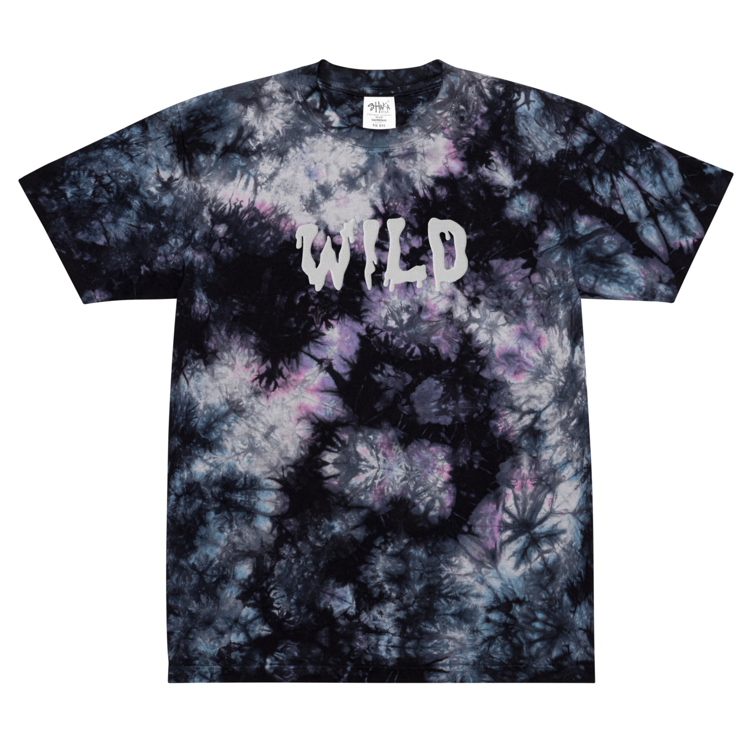 Oversized Tie-Dye Embroidered T-shirt (White), Color: Milky way, Size: S
