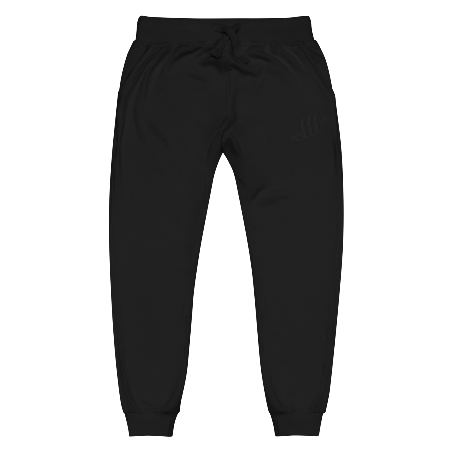 Embroidered Unisex Fleece sweatpants, Color: Black, Size: XS