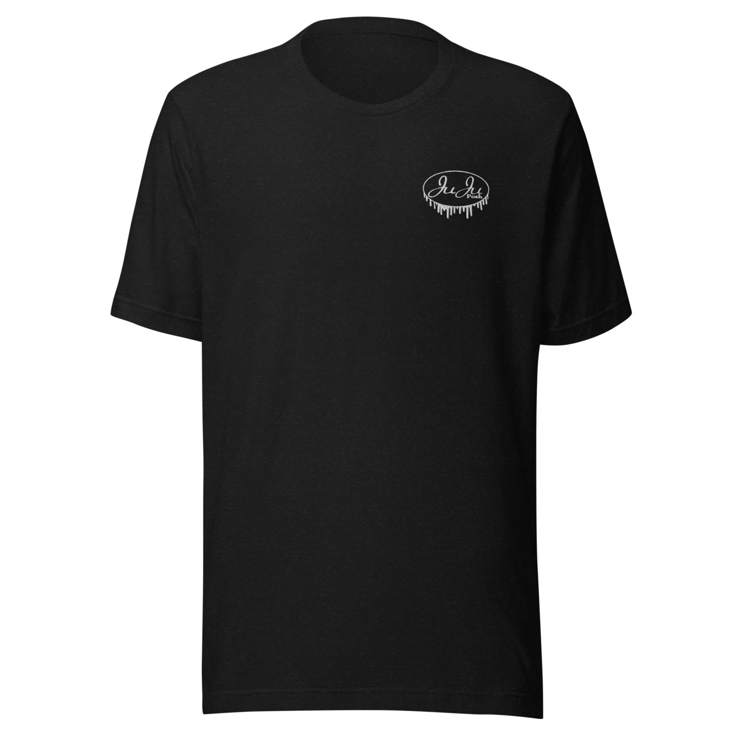 Embroidered Unisex T-shirt (White), Color: Black Heather, Size: XS