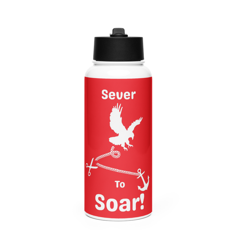 Sever to Soar Stainless Steel Water Bottle (red/white font)