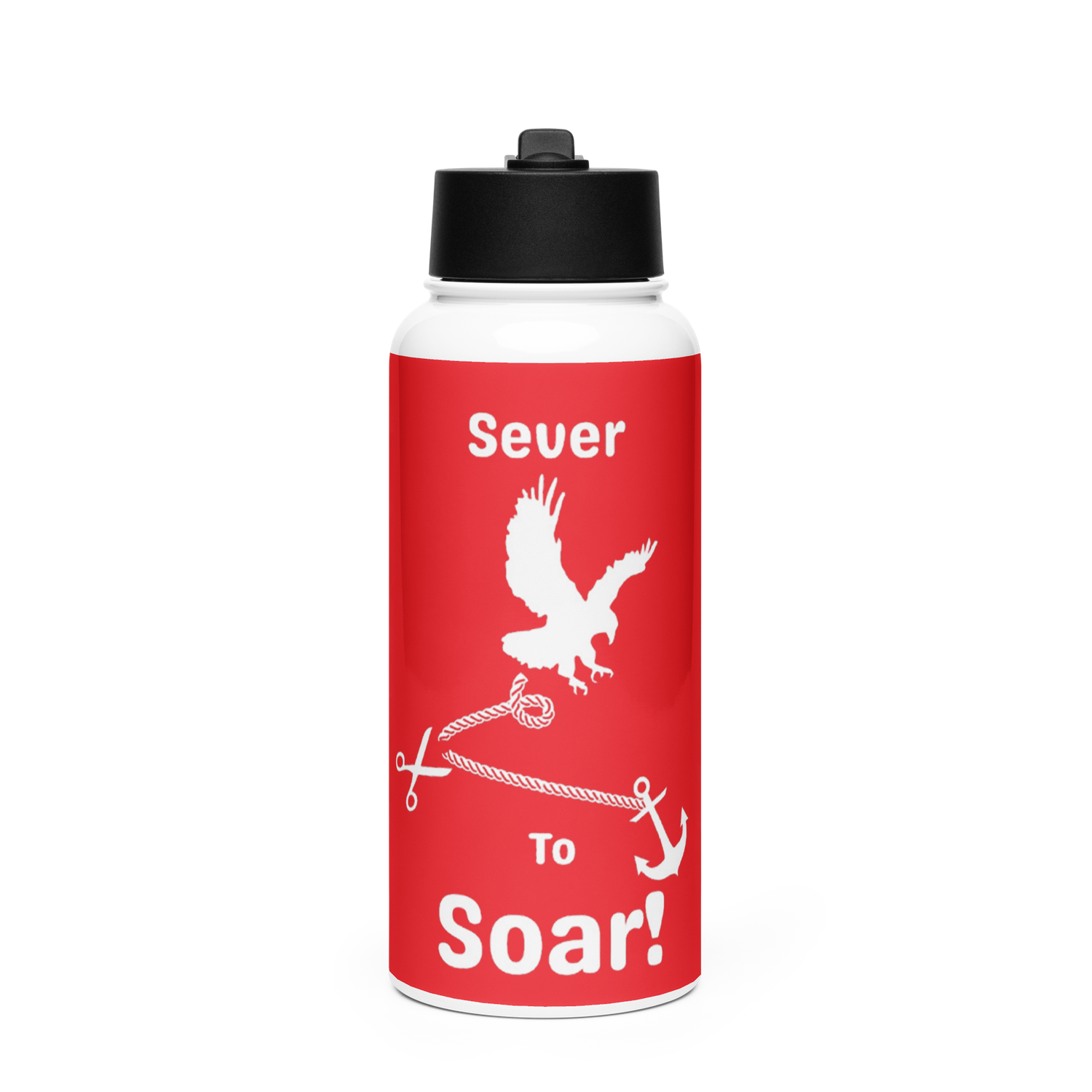 Sever to Soar Stainless Steel Water Bottle (red/white font)