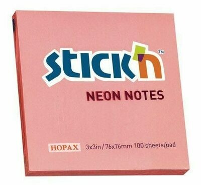 Блок-стикер 76*76 100л HOPAX "Neon" 21166 розовый