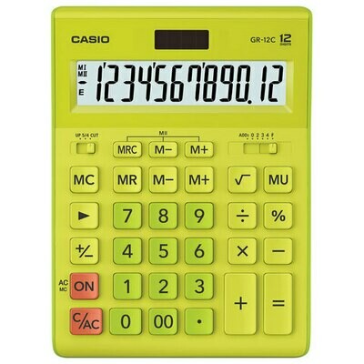 Калькулятор CASIO GR-12C-GN 12 разрядов 210*155 мм салатовый