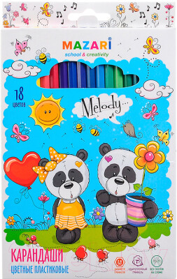 Карандаши 18 цветов MAZARI Creative "Melody" пластик M-6119-18
