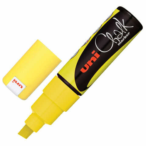 Маркер меловой 8мм UNI Chalk PWE-8K 142637 желтый