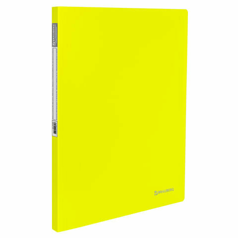 Папка-скоросшиватель А4 BRAUBERG "Neon" карман, пластик 227465 желтая