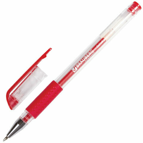 Ручка гелевая 0.5мм BRAUBERG "Number One" 141195 красная