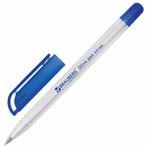 Ручка масляная 0.5мм BRAUBERG "Olive Pen" 141476 синяя
