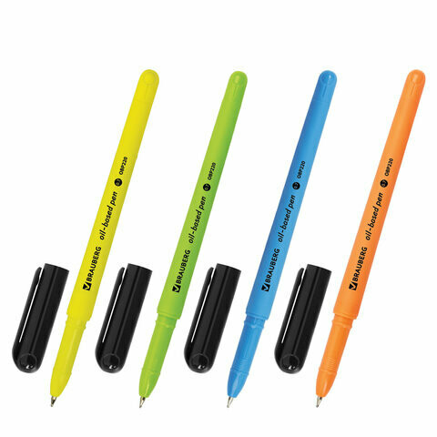 Ручка масляная 0.7мм BRAUBERG "i-Stick Neon" 142948 синяя