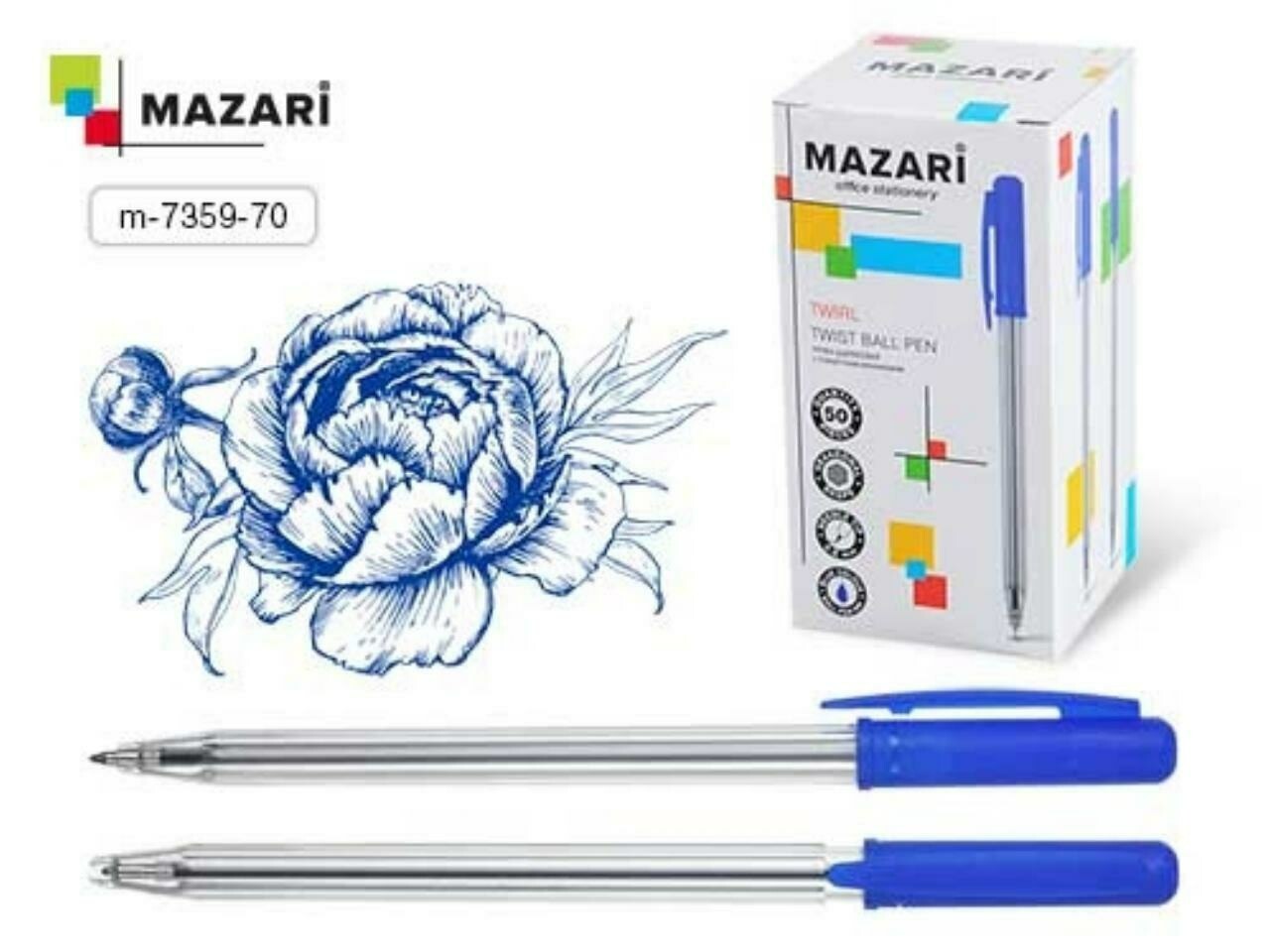 Ручка шариковая 0.8мм MAZARI "Twirl" M-7359-70 синяя
