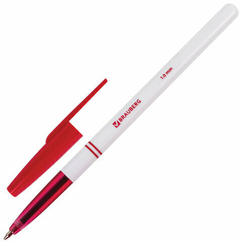 Ручка шариковая 1мм BRAUBERG офисная 140892 красная