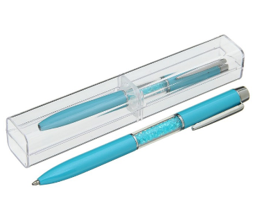 Ручка шариковая в футляре CALLIGRATA "Стразы" 1509131 голубые кристаллы