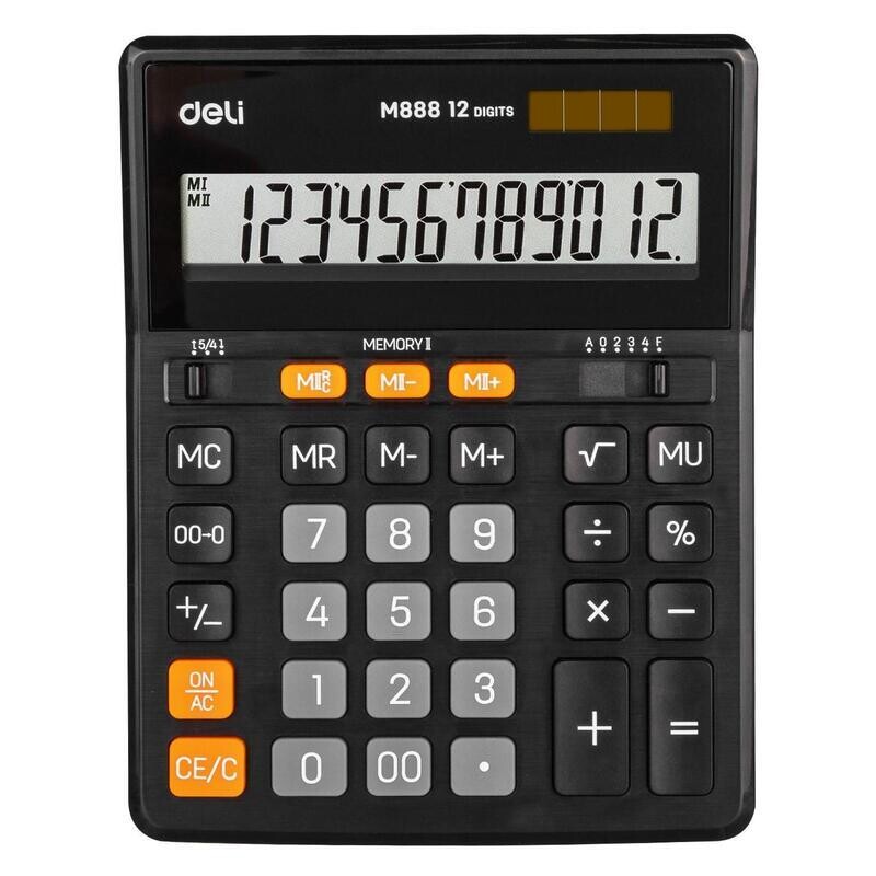 Калькулятор DELI CORE 12 разрядов 205*155 мм M888 чёрный