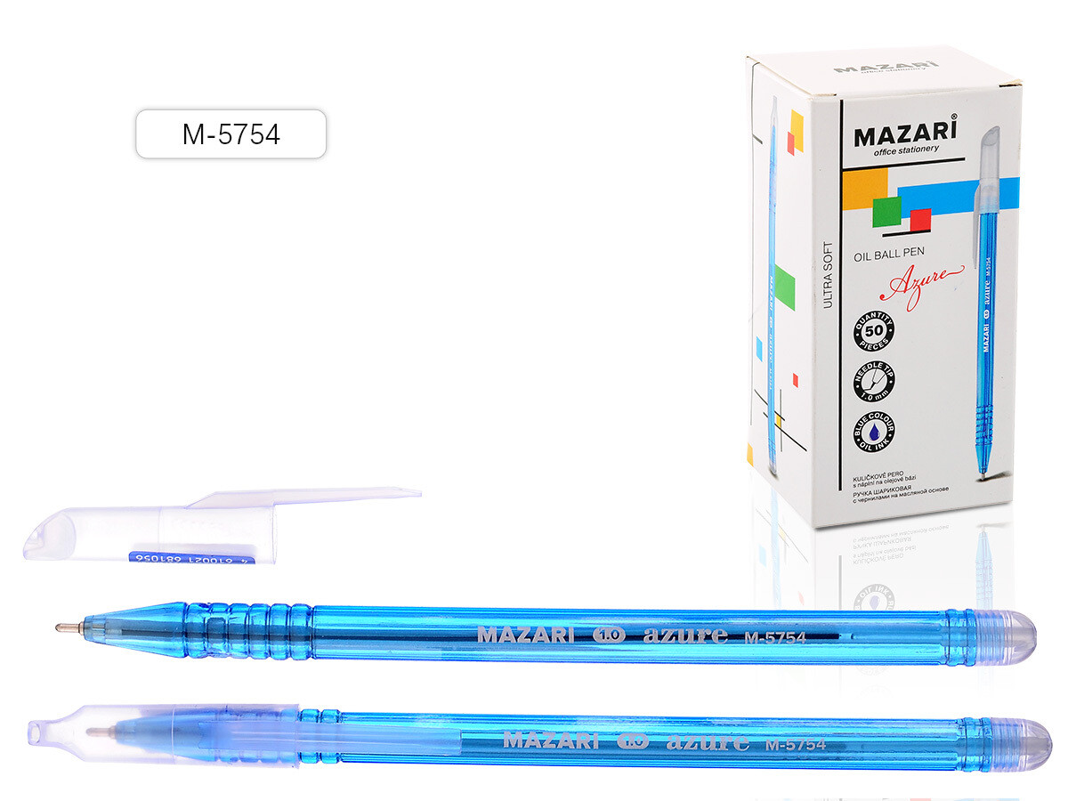 Ручка масляная 0.7мм MAZARI "Azure" M-5754 синяя