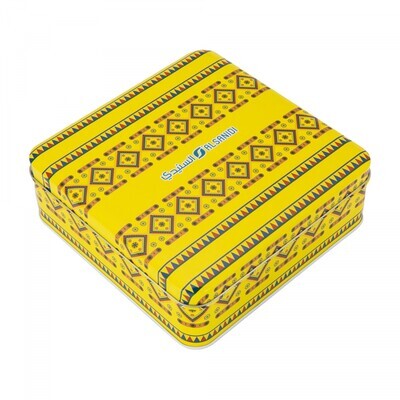 علبة حلويات ومعمول حديد السنيدي نقش نجدي أصفر