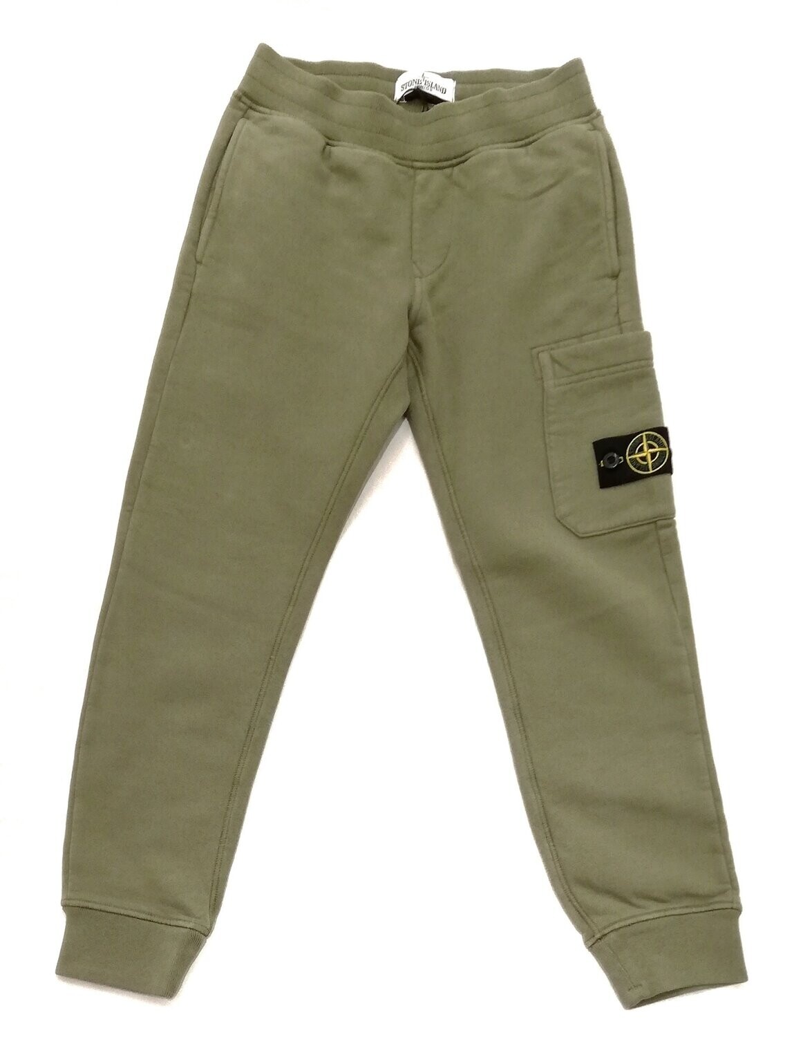 Stone Island - Pantalone felpa verde militare felpato, size: 4 anni
