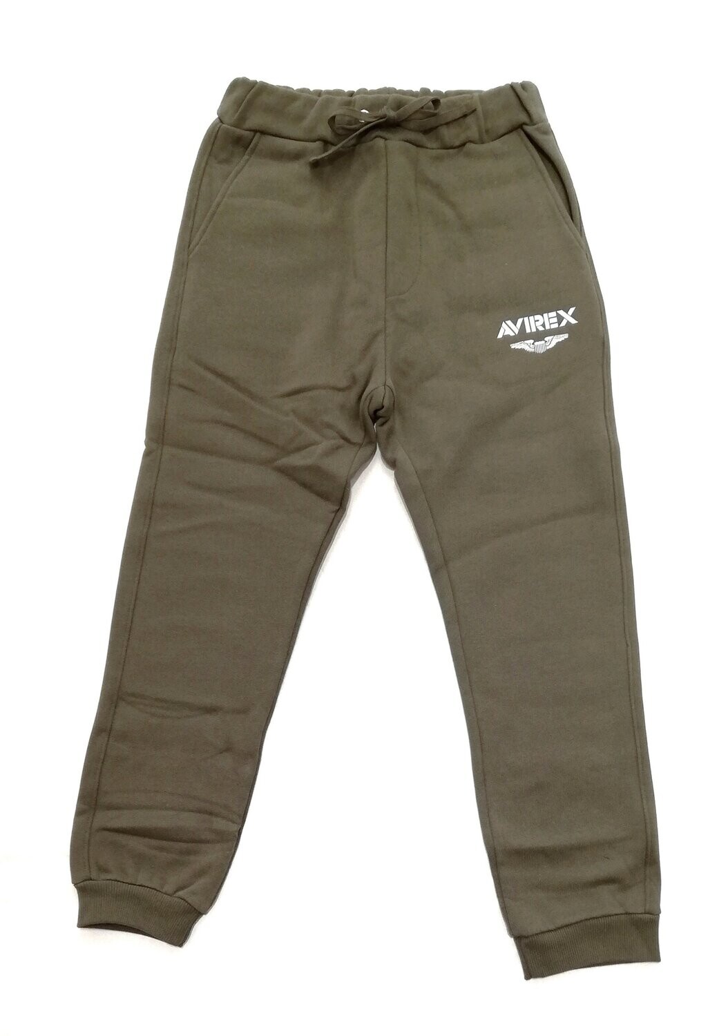 Avirex - Pantalone felpa verde militare con logo bianco, Size: 4 anni